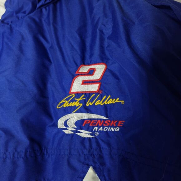 Vintage NASCAR Rusty Wallace Penske Racing #2 Jacket Puffer Adult XL Blue - Picture 3 of 8